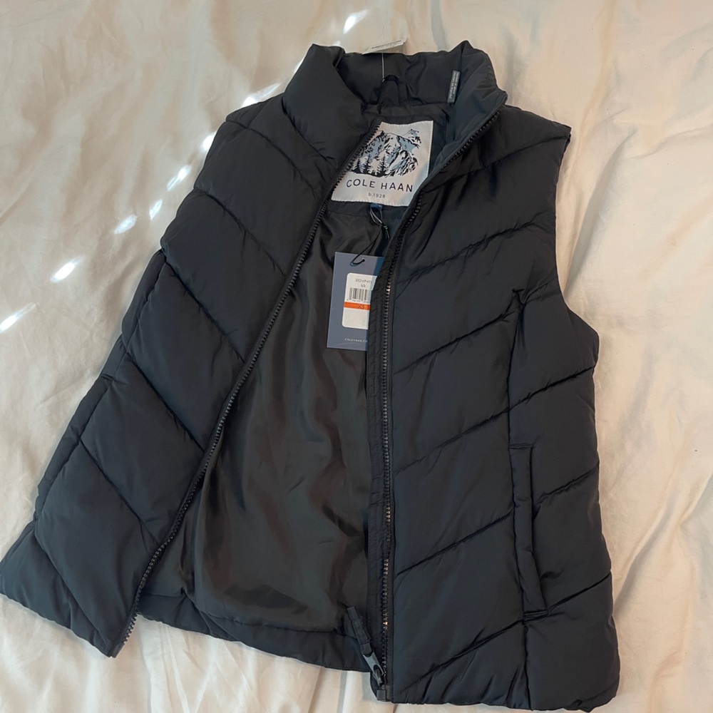 Cole Haan Quilted Puffer Vest Jacket Fall Autumn | Black Women Size XS NEW